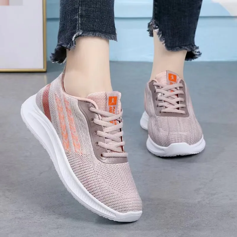 Shoes for women, 2024 spring/summer new items, women's flying woven sports shoes, mesh breathable casual shoes, soft soled women 3