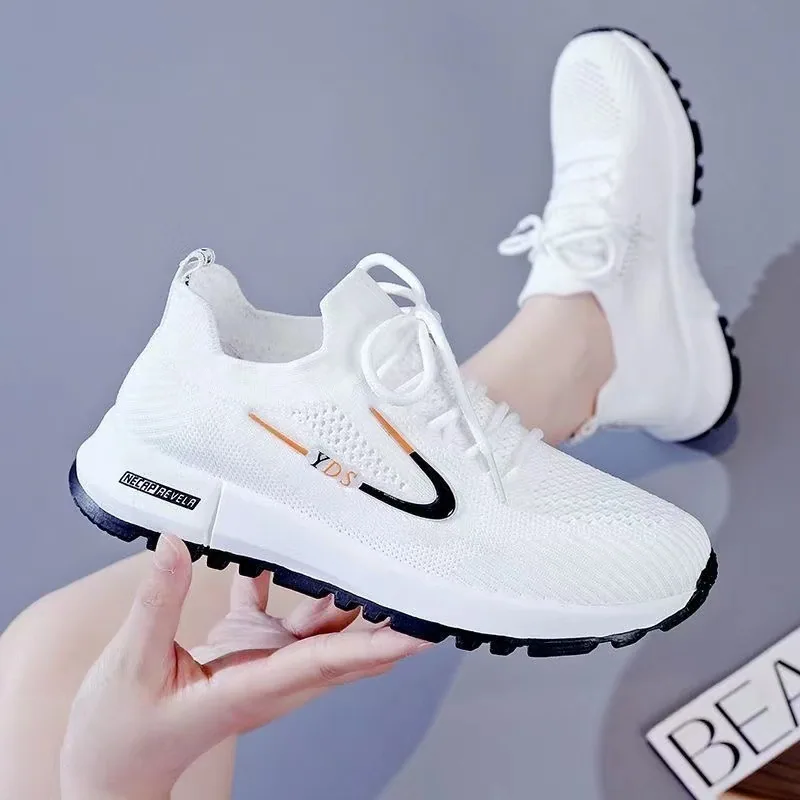 2023 new white shoes for women, student fly woven mesh shoes, breathable sports shoes for women, trendy casual shoes, women's sh 2