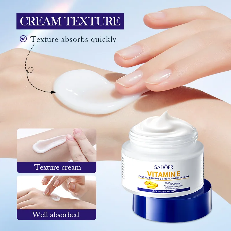 SADOER Vitamin E moisturizing cream bottle cap and bottle body process details All English packaging face cream body mask mul