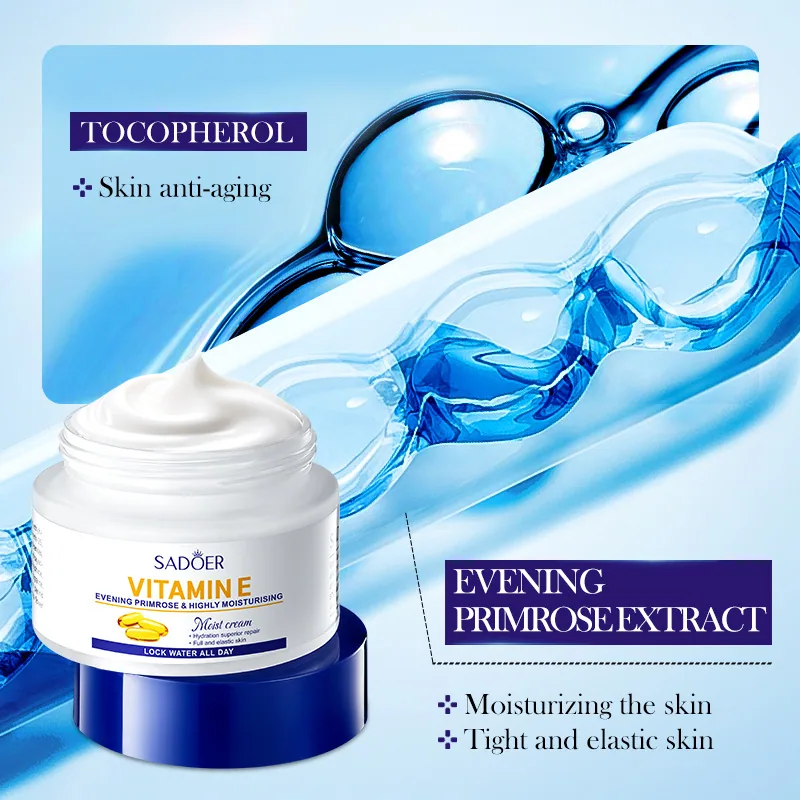 SADOER Vitamin E Moisturizing Cream Use Scenarios Show Face and Body Apply Evening Primrose face cream Body Mask Cross border