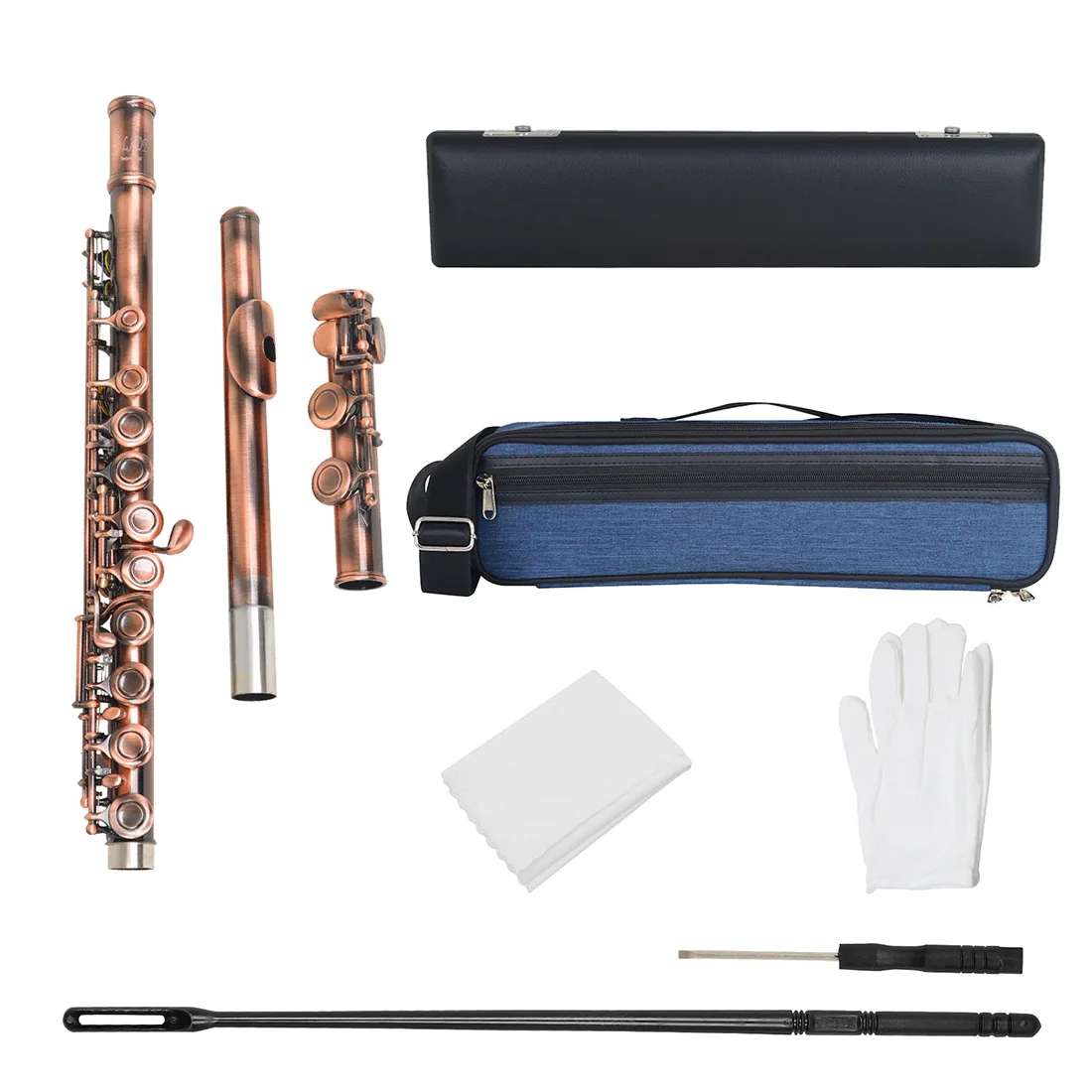 16 hole flute with C/C key and E key, arranged in a red antique style flute, for beginners to play in a band and for grading pur 5