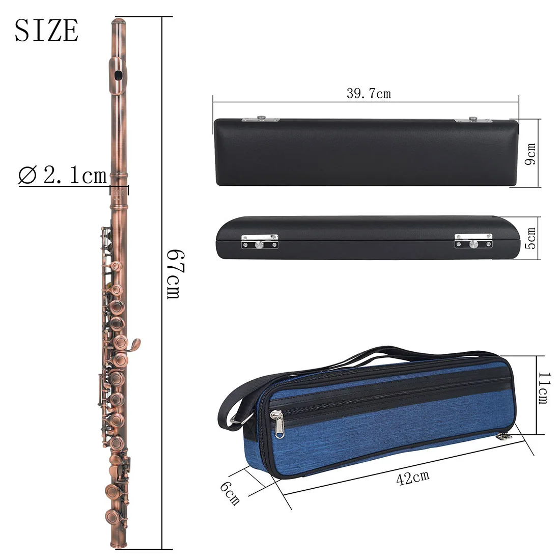 16 hole flute with C/C key and E key, arranged in a red antique style flute, for beginners to play in a band and for grading pur 7
