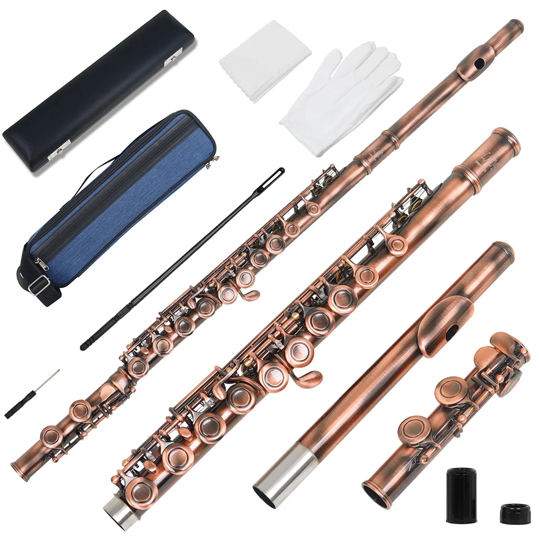 16 hole flute with C/C key and E key, arranged in a red antique style flute, for beginners to play in a band and for grading pur 6