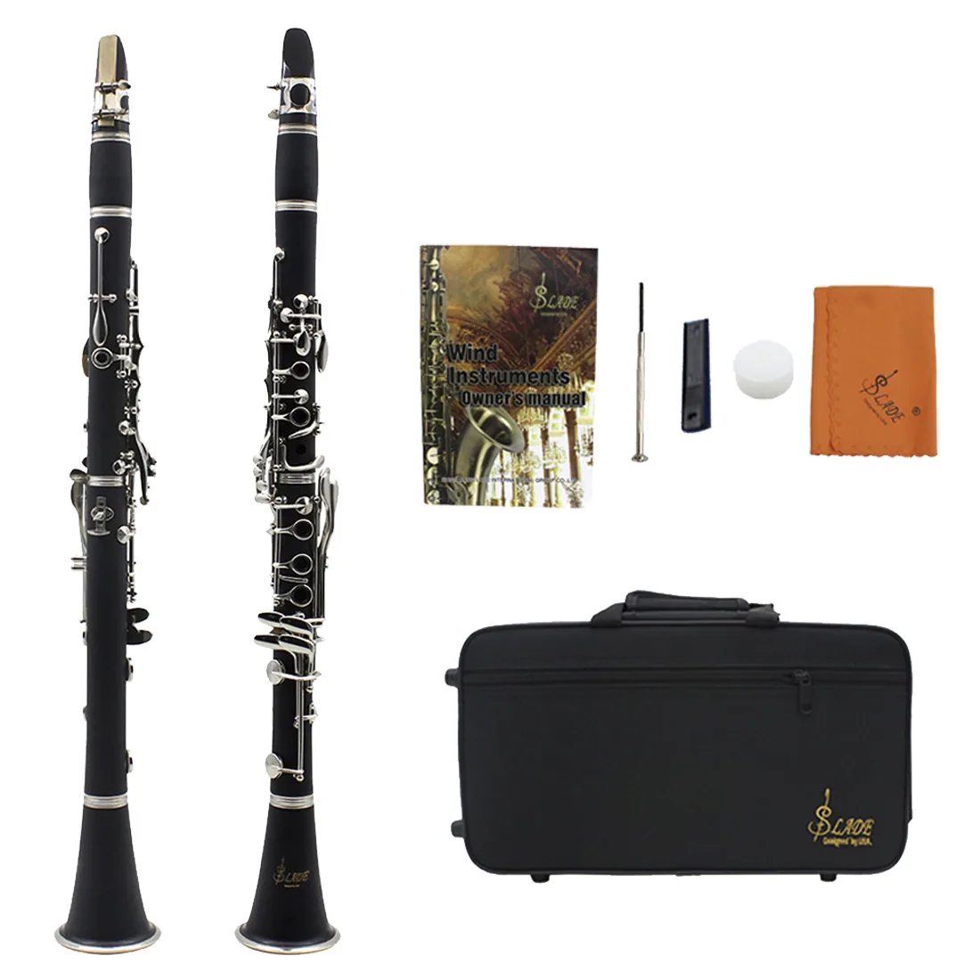 Manufacturer wholesale B-tone clarinet, rubberwood nickel plated black tube, 17 key instrument for children, adults, beginners 3