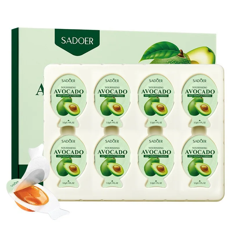 SADOER Avocado facial mask Nourishing Anti wrinkle Firming gel facial mask Detail close-up shows Yiwu Oou Import and Export