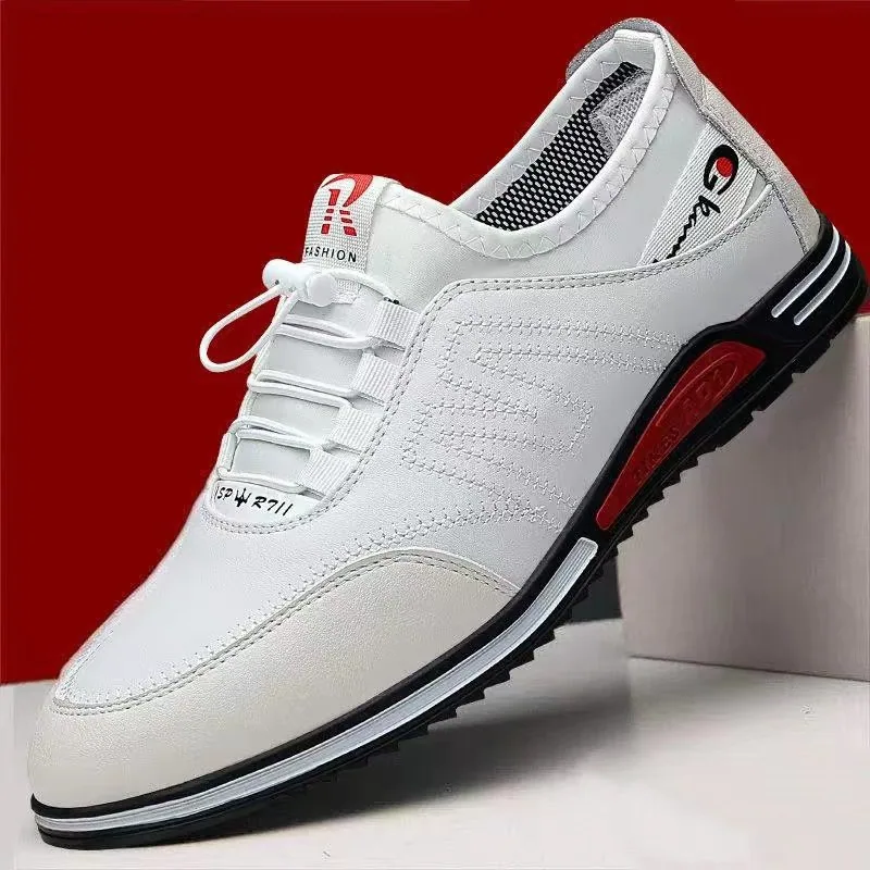 2023 Spring and Autumn New Men's Sports and Leisure Leather Shoes Korean Edition Fashion Versatile Youth Trendy Shoes Board Shoe 2