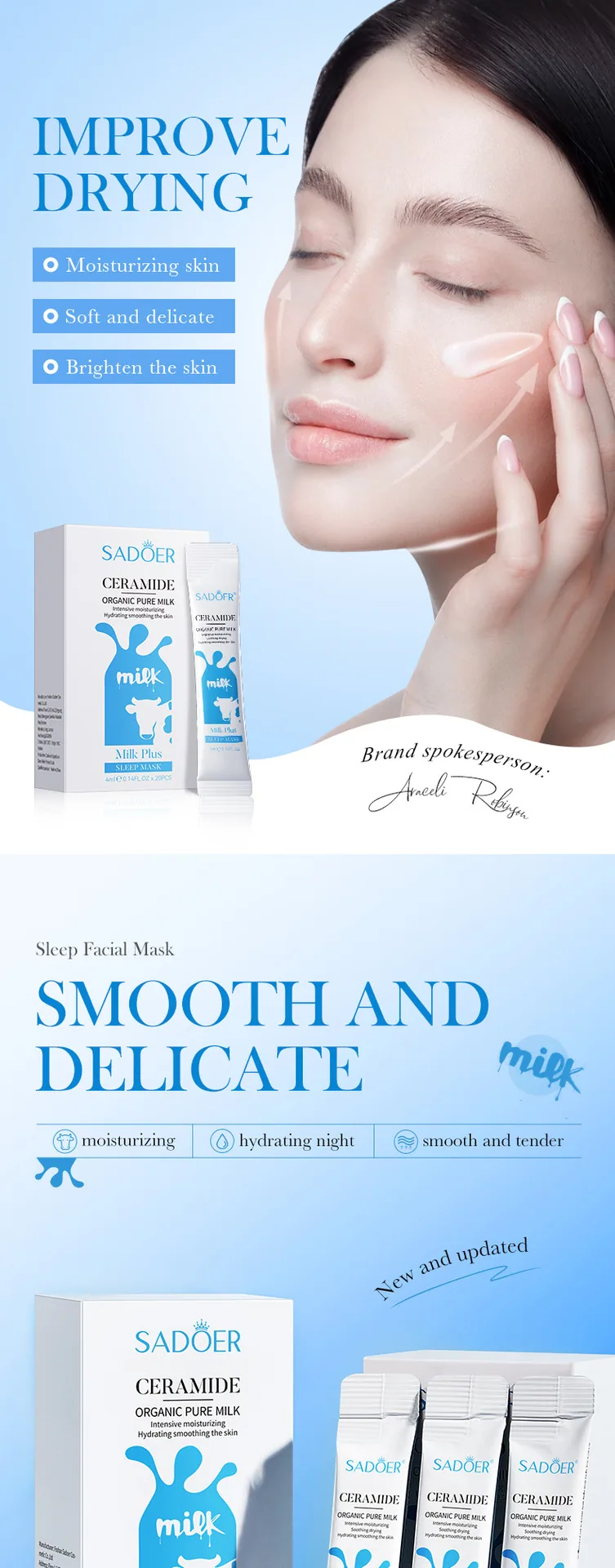 SADOER ceramide milk sleep facial mask details feature moisturizing and skin rejuvenating cross-border e-commerce wholesale 6