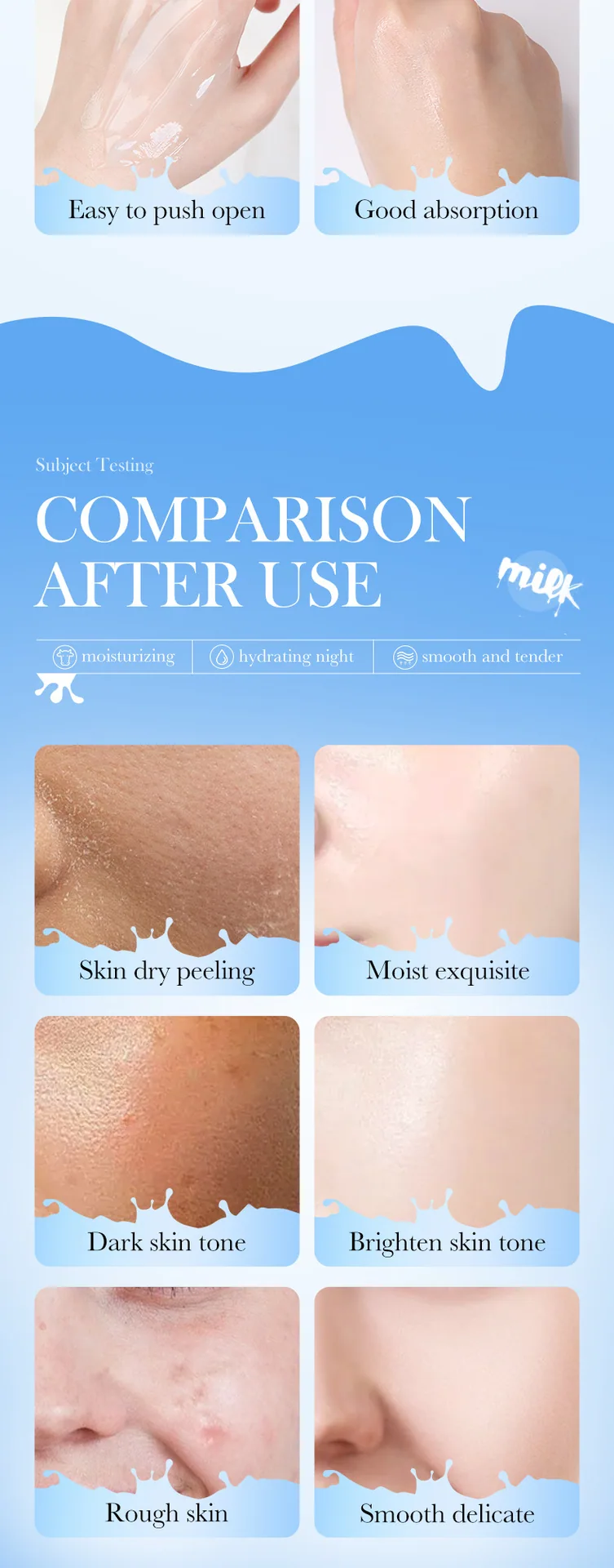 SADOER Milk Sleeping facial mask Back Composition Description Ceramide Formula Moisturizing Smooth Foreign Trade Source