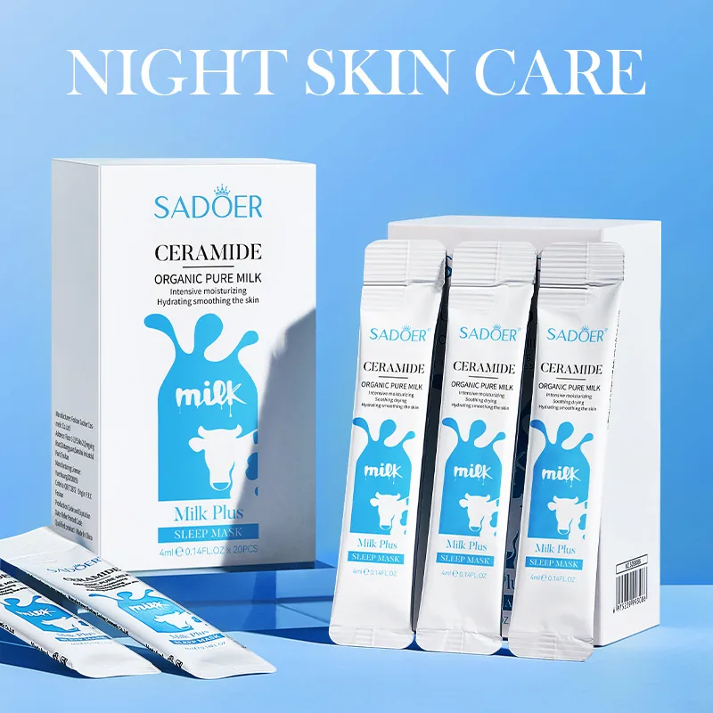 Detailed close-up of SADOER ceramide milk sleep facial mask, moisturizing and rejuvenating, Yiwu Ouou Foreign Trade Wholesale