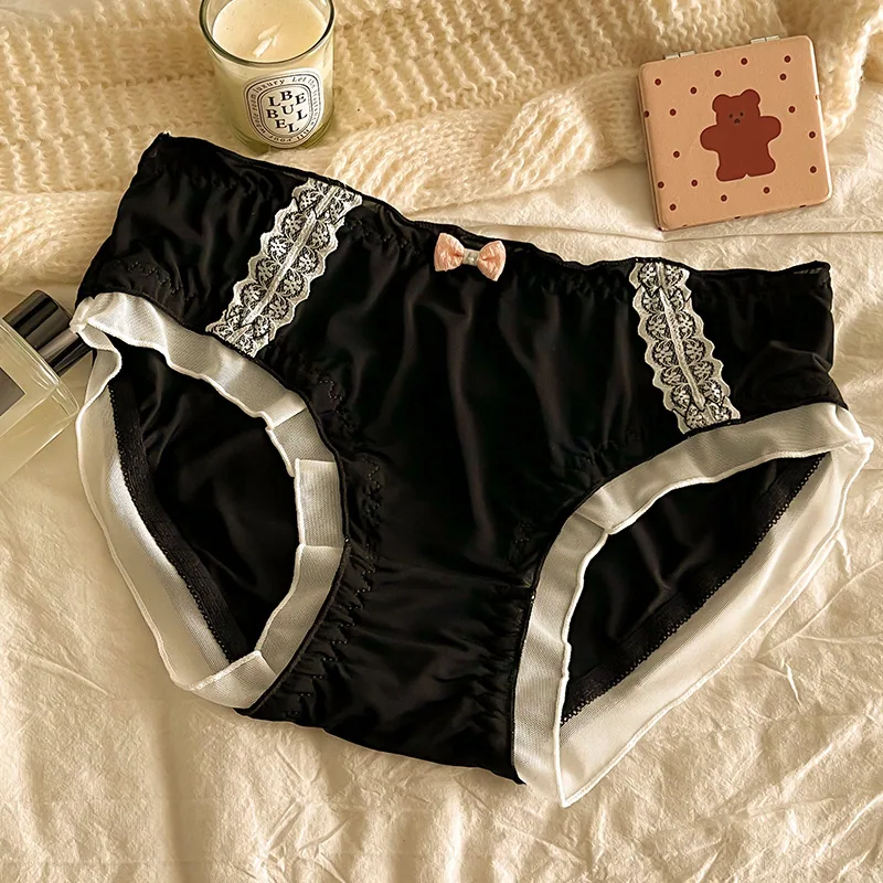 Roupa íntima sem costura de seda gelada para mulheres, shorts de estudante sexy estilo japonês de corte fino, calças triangulares de virilha de algodão puro de cintura média 6