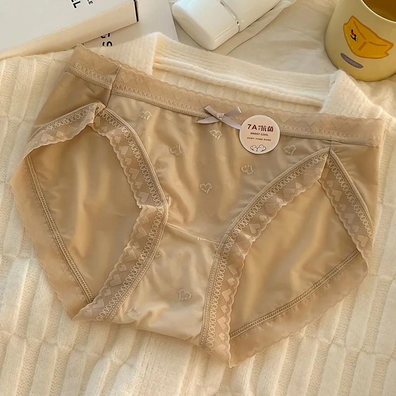 7A antibacterial pure cotton crotch ice silk underwear for women, seamless summer thin design for girls and students, triangle u 7