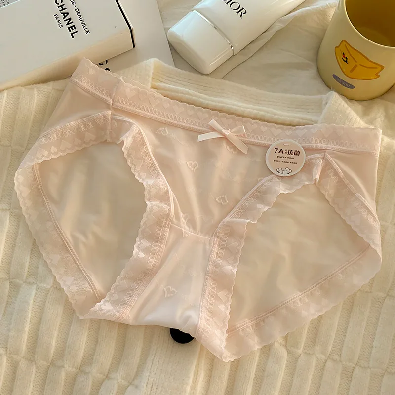 7A antibacterial pure cotton crotch ice silk underwear for women, seamless summer thin design for girls and students, triangle u 4