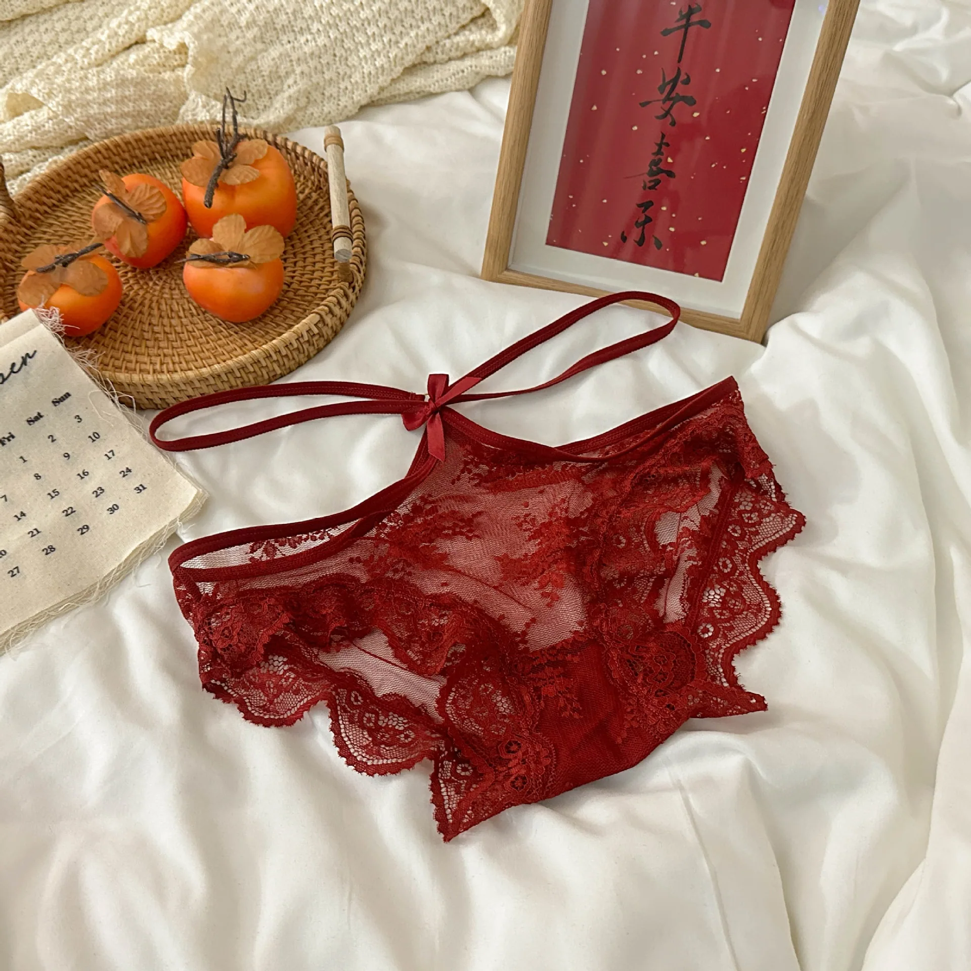 Birth Year Combination~Red Underwear Lace Sexy Women's Pure Cotton Breathable Comfortable Triangle Pants New Year Underwear 2