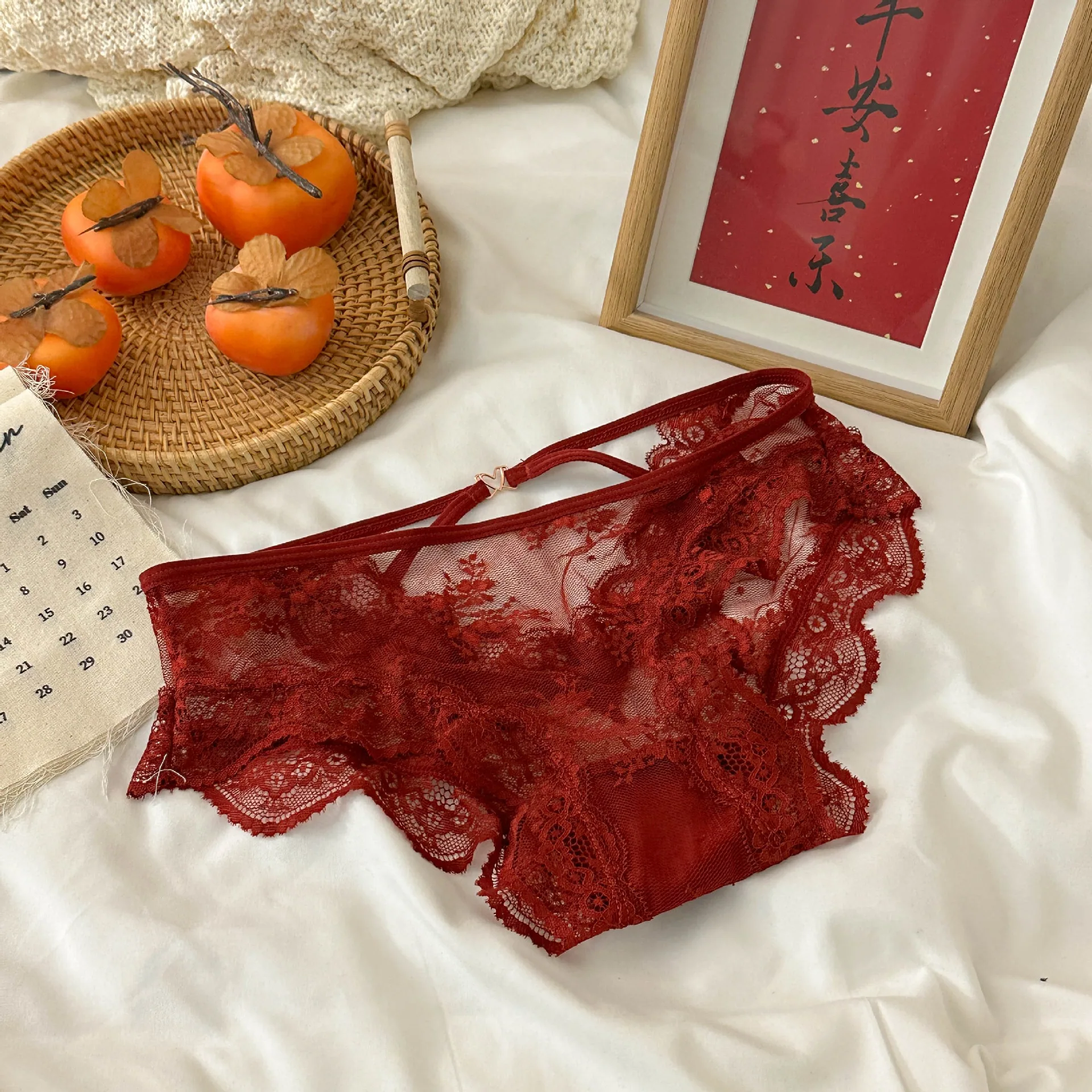 Birth Year Combination~Red Underwear Lace Sexy Women's Pure Cotton Breathable Comfortable Triangle Pants New Year Underwear