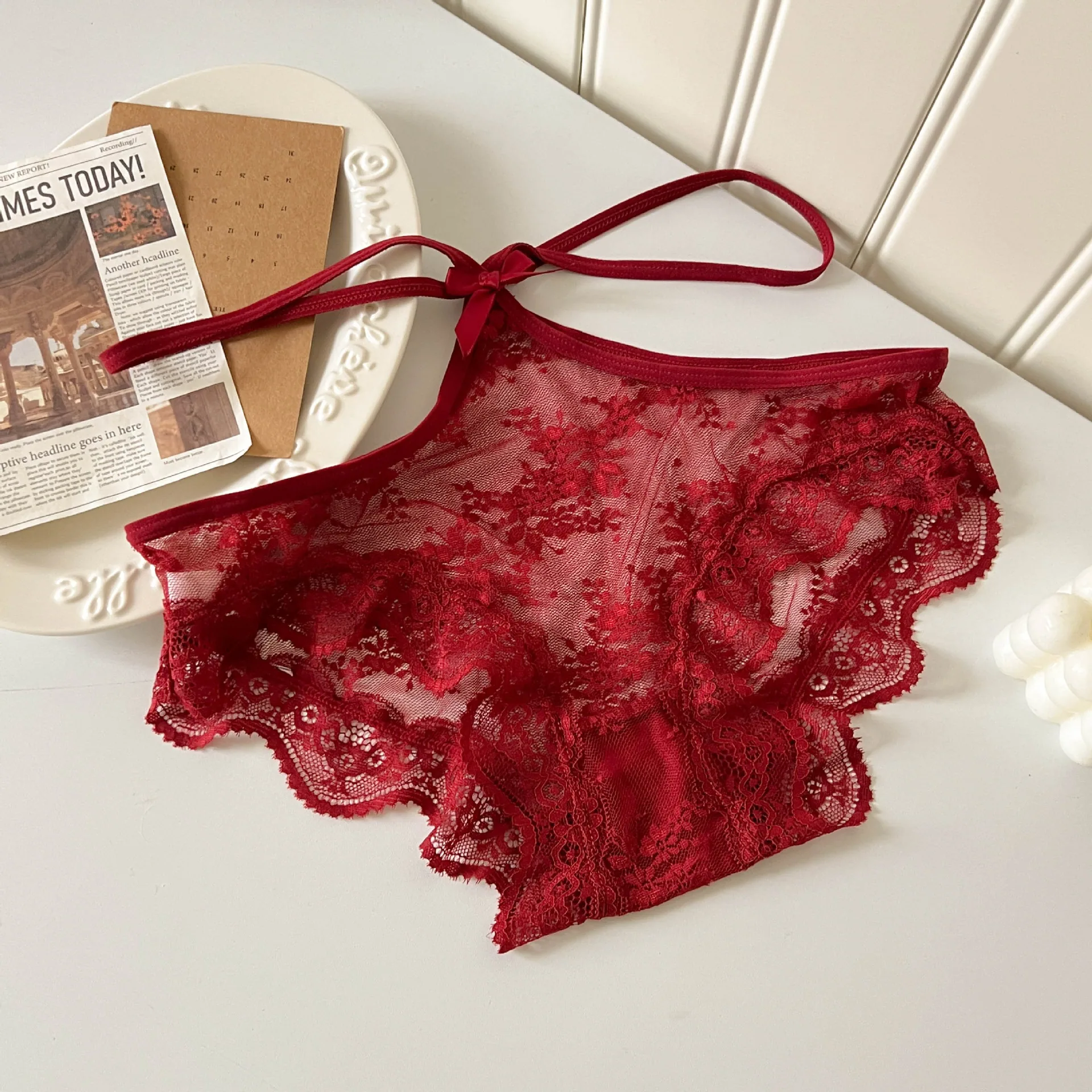 'Your Exclusive Romance' Lace Underwear Women's Sexy Pure Desire Girl Low Waist Pure Cotton Triangle Pants 6