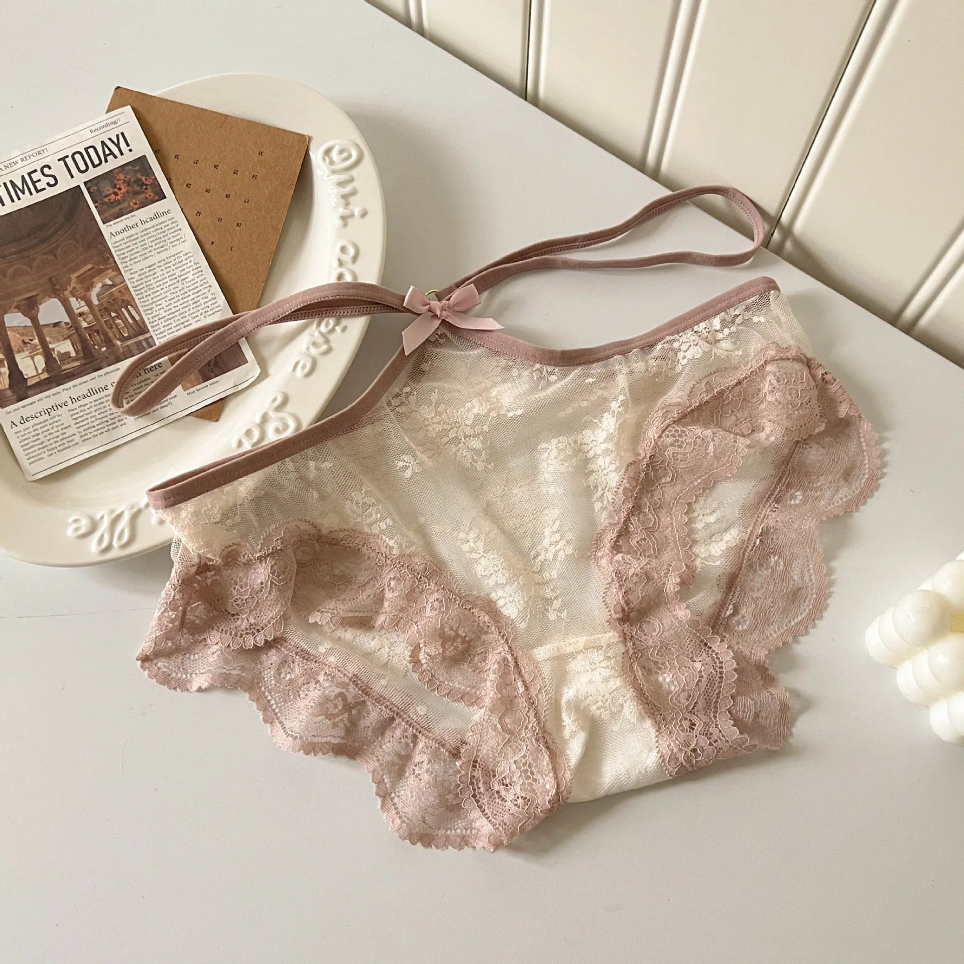 'Your Exclusive Romance' Lace Underwear Women's Sexy Pure Desire Girl Low Waist Pure Cotton Triangle Pants 4