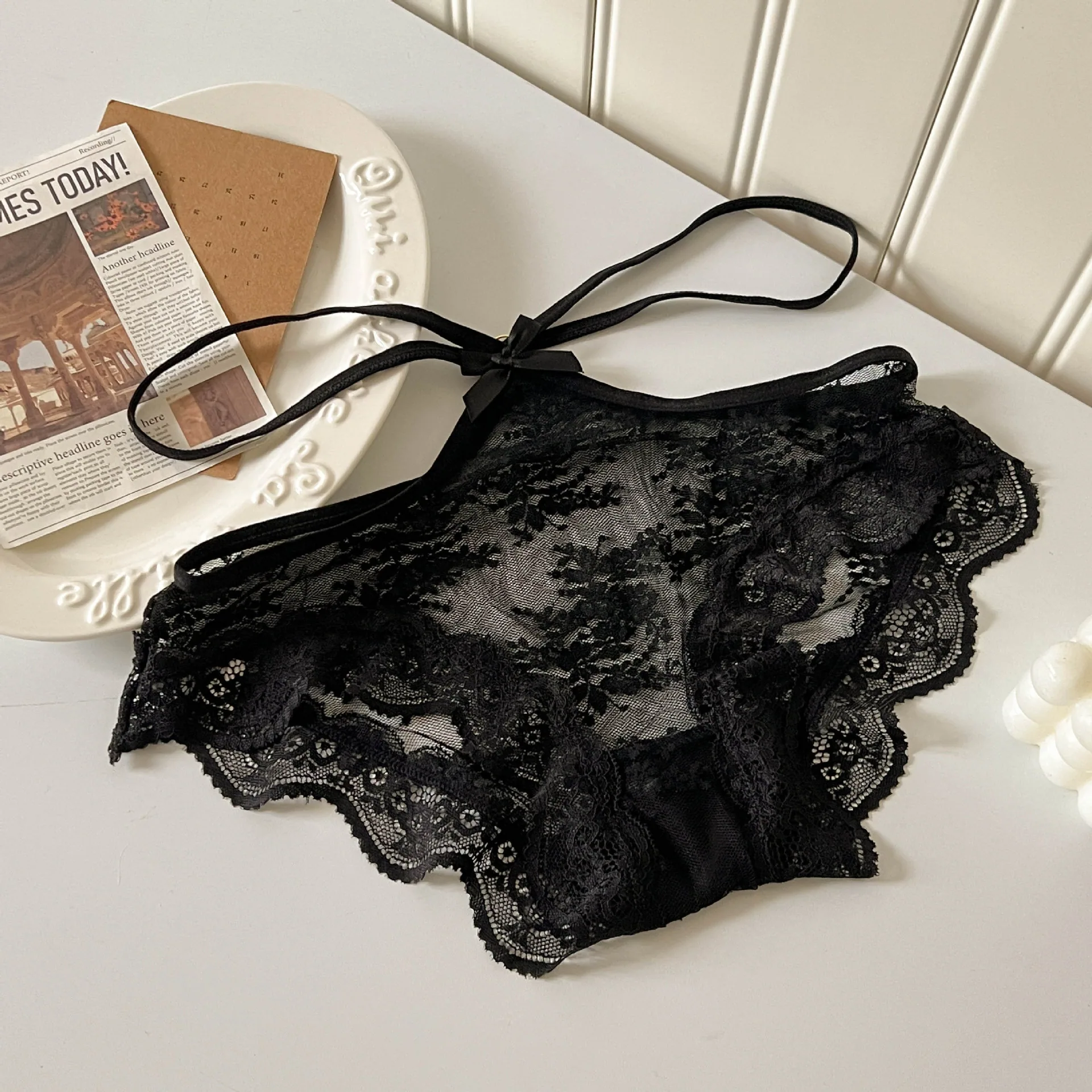 'Your Exclusive Romance' Lace Underwear Women's Sexy Pure Desire Girl Low Waist Pure Cotton Triangle Pants