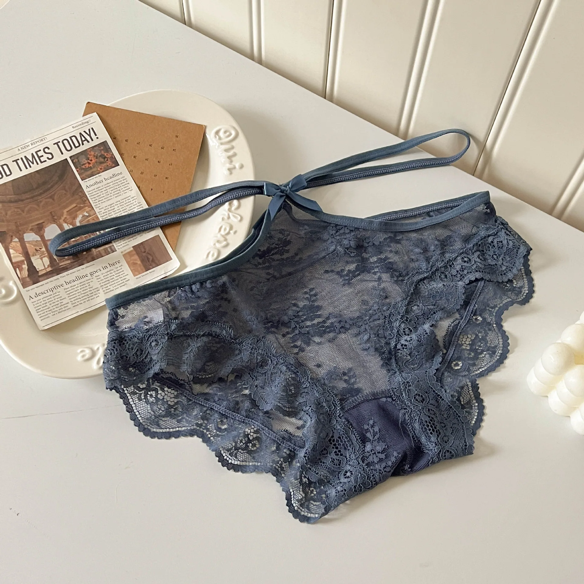 'Your Exclusive Romance' Lace Underwear Women's Sexy Pure Desire Girl Low Waist Pure Cotton Triangle Pants 5