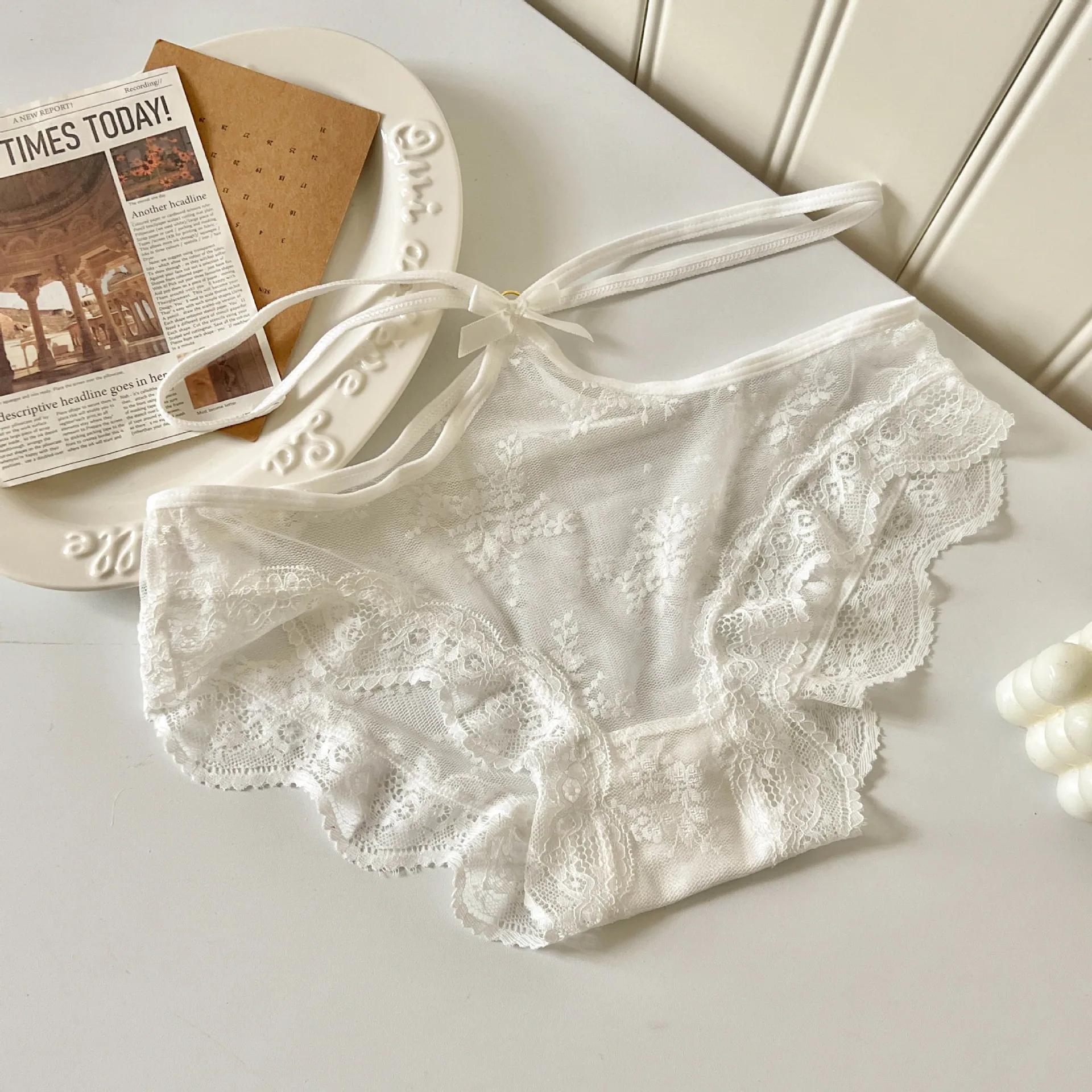 'Your Exclusive Romance' Lace Underwear Women's Sexy Pure Desire Girl Low Waist Pure Cotton Triangle Pants 2