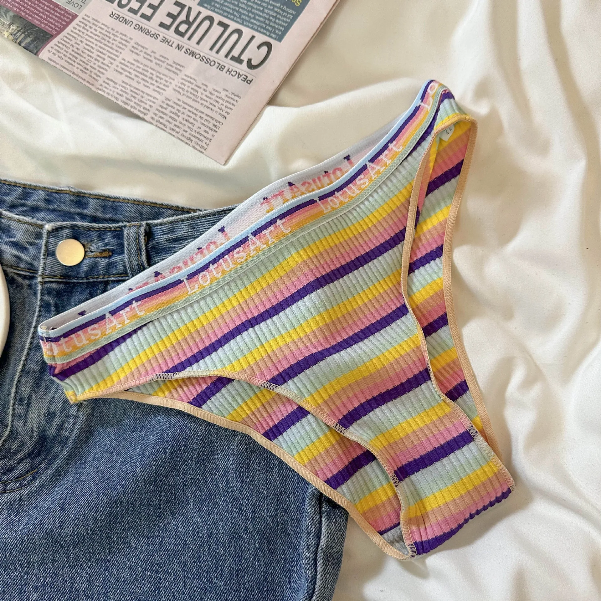Sweet and Spicy Neon~Summer Thin Women's Sweet Low Waist Girls' Pure Cotton Underwear Pure Cotton Women's Hollow Sexy New Style 4
