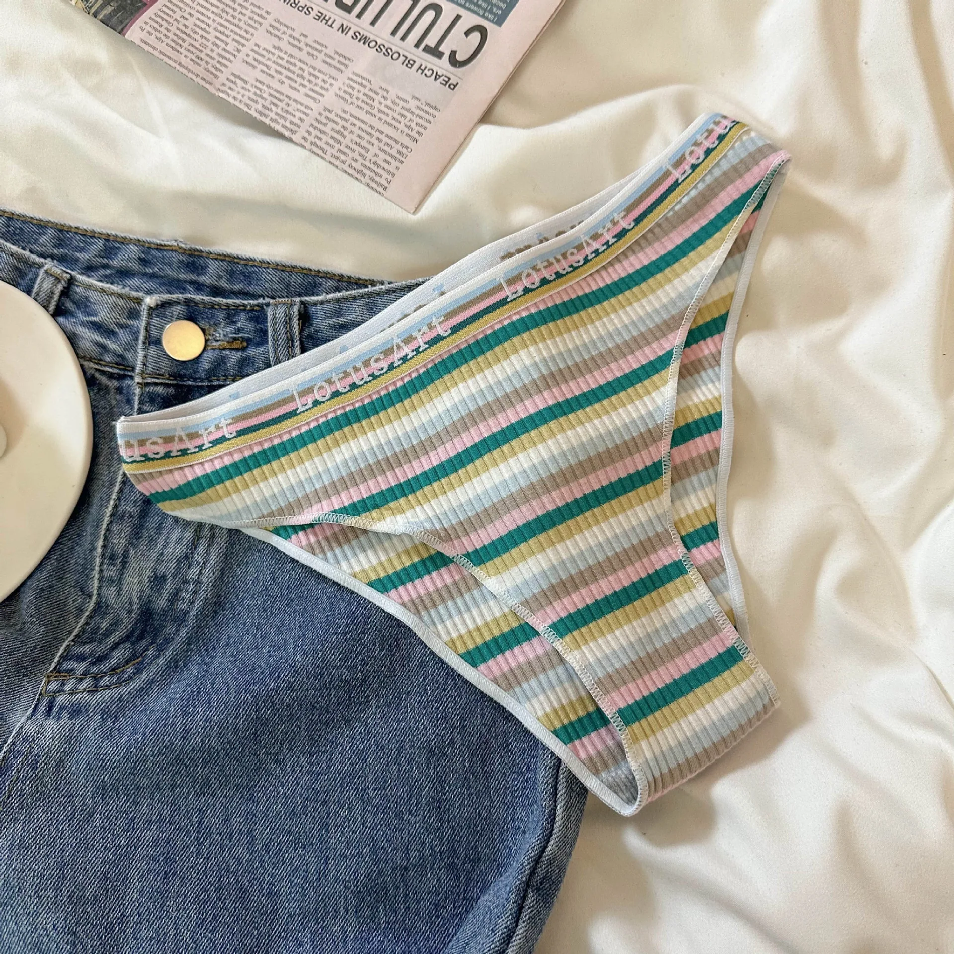 Sweet and Spicy Neon~Summer Thin Women's Sweet Low Waist Girls' Pure Cotton Underwear Pure Cotton Women's Hollow Sexy New Style 5