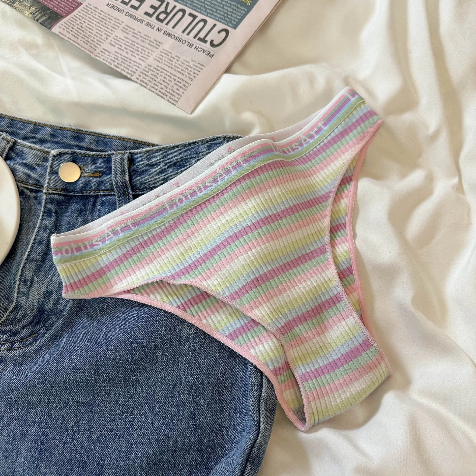 Sweet and Spicy Neon~Summer Thin Women's Sweet Low Waist Girls' Pure Cotton Underwear Pure Cotton Women's Hollow Sexy New Style