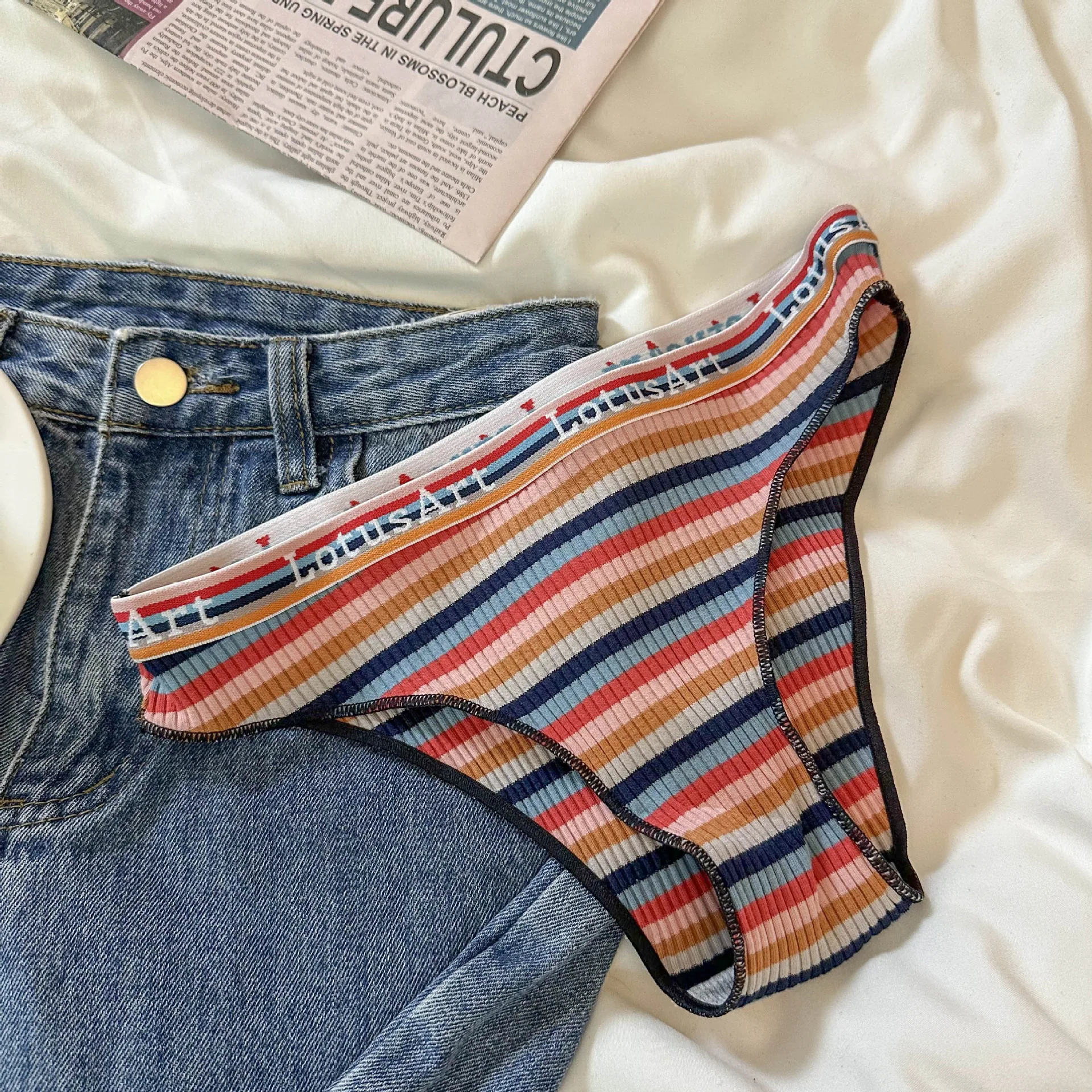 Sweet and Spicy Neon~Summer Thin Women's Sweet Low Waist Girls' Pure Cotton Underwear Pure Cotton Women's Hollow Sexy New Style 2