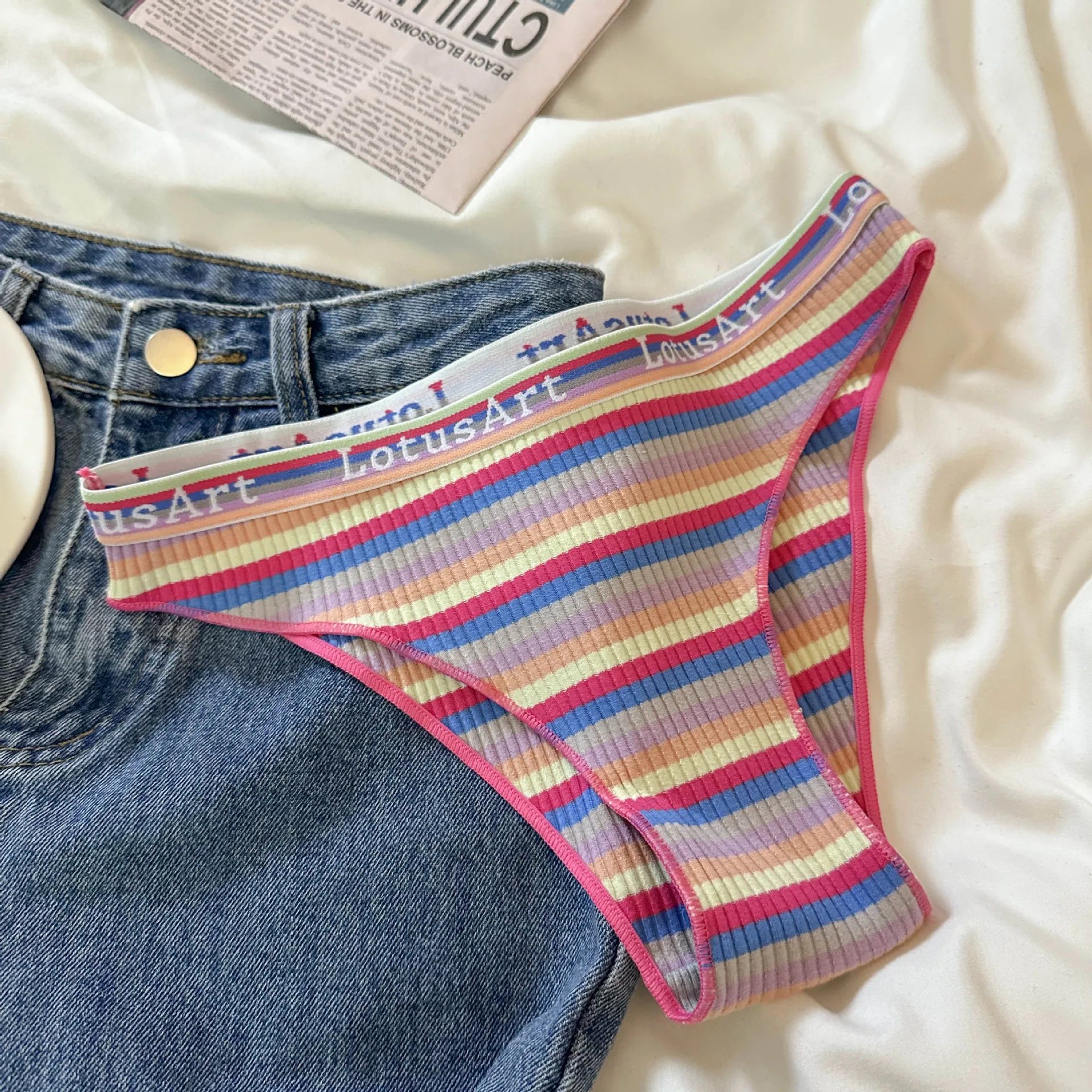 Sweet and Spicy Neon~Summer Thin Women's Sweet Low Waist Girls' Pure Cotton Underwear Pure Cotton Women's Hollow Sexy New Style 3