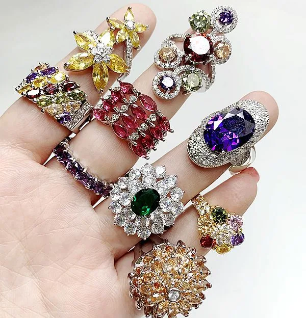 Hot selling European and American jewelry, exaggerated fashion, micro inlaid gemstone ring, retro luxury, colorful zircon ring - Other Jewelry