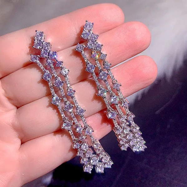 High end, super heavy, all zirconia, super gorgeous earrings, high-end, super sparkling, full zirconia inlaid dress accessories 18