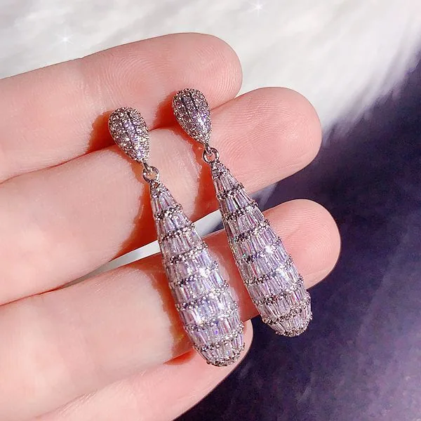 High end, super heavy, all zirconia, super gorgeous earrings, high-end, super sparkling, full zirconia inlaid dress accessories 7