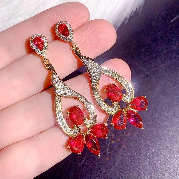 High end, super heavy, all zirconia, super gorgeous earrings, high-end, super sparkling, full zirconia inlaid dress accessories 24
