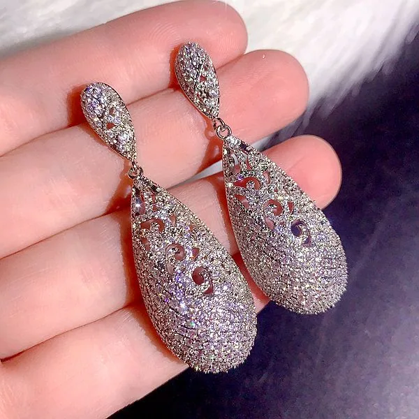 High end, super heavy, all zirconia, super gorgeous earrings, high-end, super sparkling, full zirconia inlaid dress accessories 12