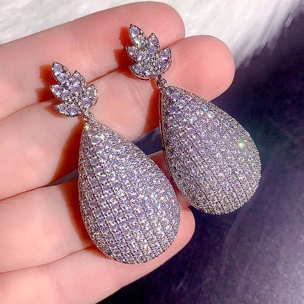High end, super heavy, all zirconia, super gorgeous earrings, high-end, super sparkling, full zirconia inlaid dress accessories 2