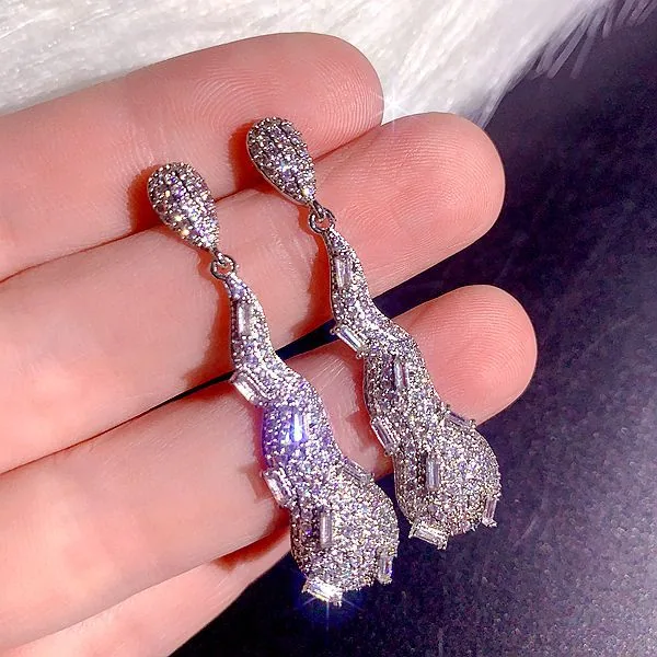High end, super heavy, all zirconia, super gorgeous earrings, high-end, super sparkling, full zirconia inlaid dress accessories 21
