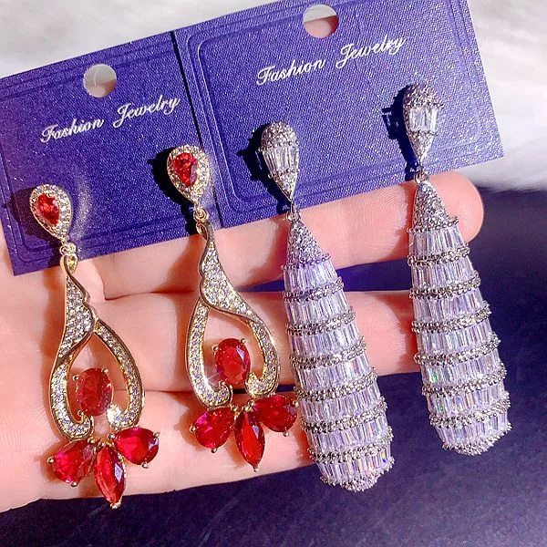 High end, super heavy, all zirconia, super gorgeous earrings, high-end, super sparkling, full zirconia inlaid dress accessories 33