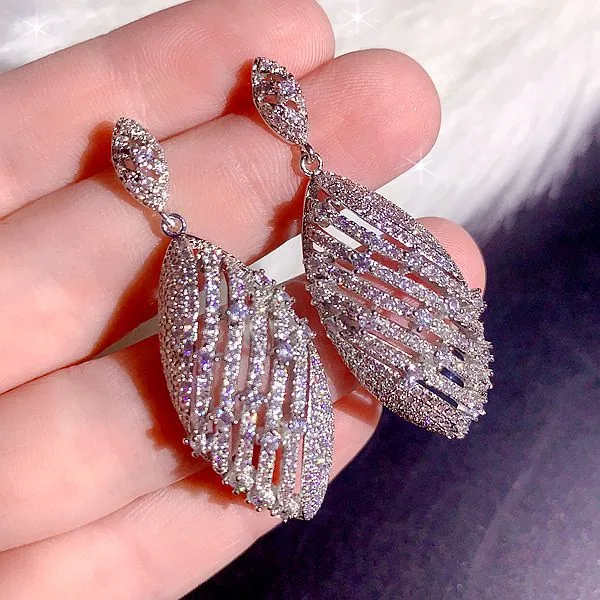 High end, super heavy, all zirconia, super gorgeous earrings, high-end, super sparkling, full zirconia inlaid dress accessories 11