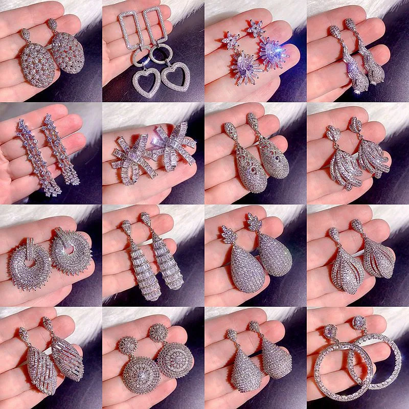 High end, super heavy, all zirconia, super gorgeous earrings, high-end, super sparkling, full zirconia inlaid dress accessories 4