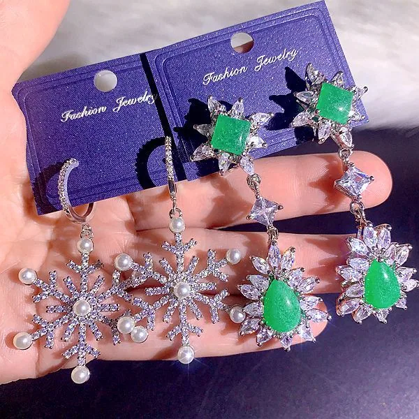 High end, super heavy, all zirconia, super gorgeous earrings, high-end, super sparkling, full zirconia inlaid dress accessories 32