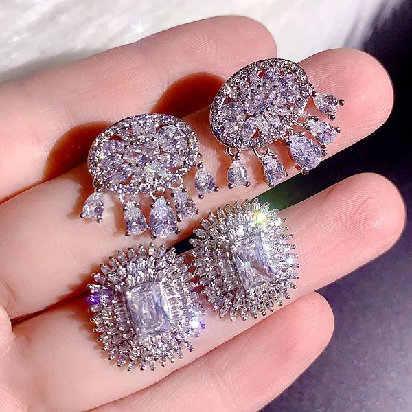 High end, super heavy, all zirconia, super gorgeous earrings, high-end, super sparkling, full zirconia inlaid dress accessories 26