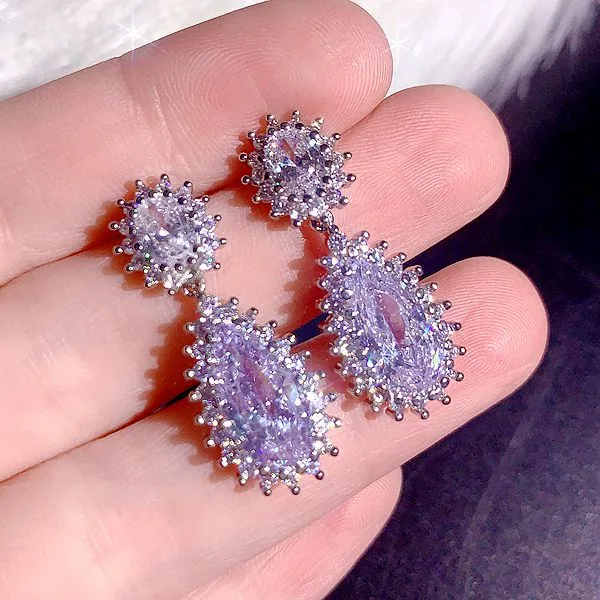 High end, super heavy, all zirconia, super gorgeous earrings, high-end, super sparkling, full zirconia inlaid dress accessories 14
