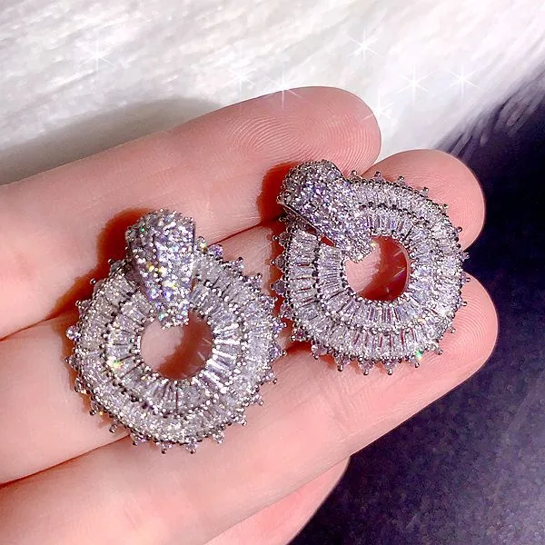 High end, super heavy, all zirconia, super gorgeous earrings, high-end, super sparkling, full zirconia inlaid dress accessories 23
