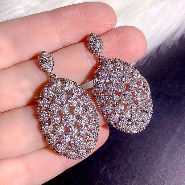 High end, super heavy, all zirconia, super gorgeous earrings, high-end, super sparkling, full zirconia inlaid dress accessories 29