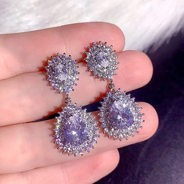 High end, super heavy, all zirconia, super gorgeous earrings, high-end, super sparkling, full zirconia inlaid dress accessories 19