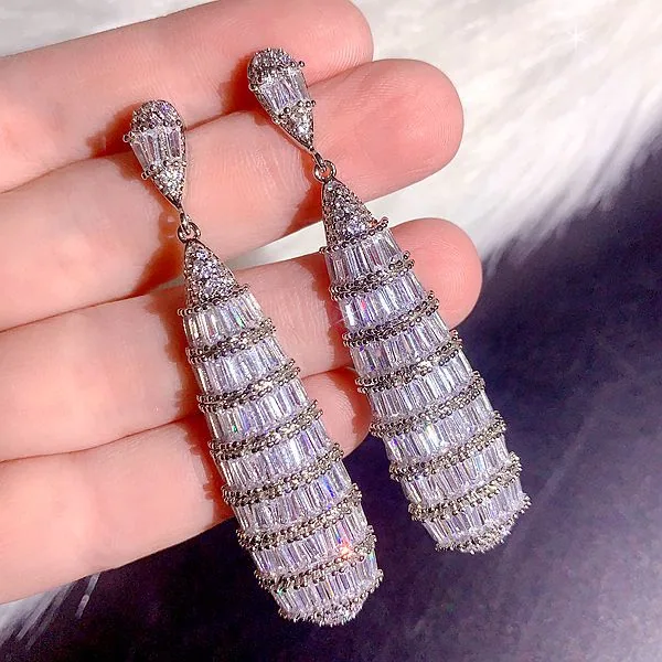 High end, super heavy, all zirconia, super gorgeous earrings, high-end, super sparkling, full zirconia inlaid dress accessories