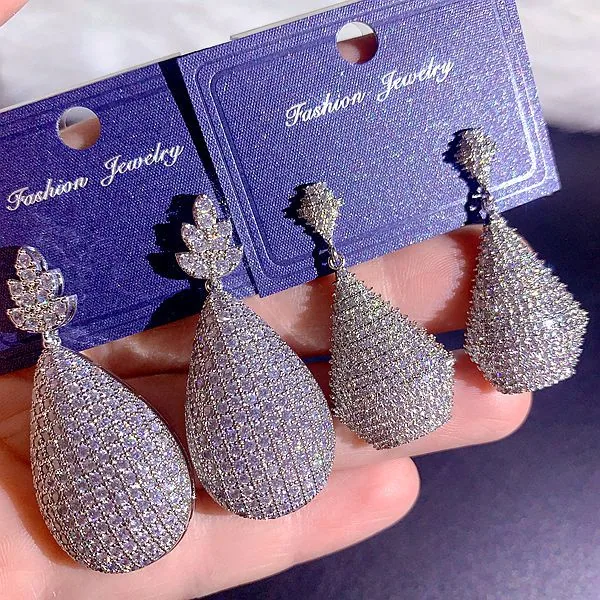 High end, super heavy, all zirconia, super gorgeous earrings, high-end, super sparkling, full zirconia inlaid dress accessories 34