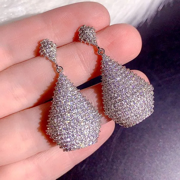 High end, super heavy, all zirconia, super gorgeous earrings, high-end, super sparkling, full zirconia inlaid dress accessories 3