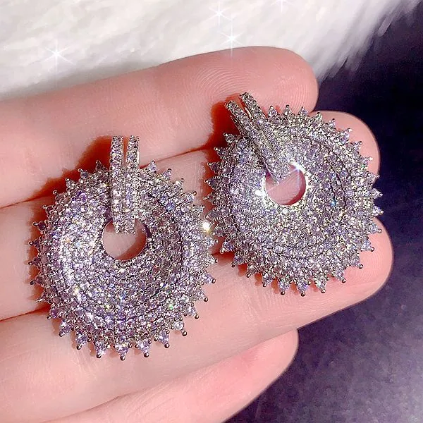High end, super heavy, all zirconia, super gorgeous earrings, high-end, super sparkling, full zirconia inlaid dress accessories 27