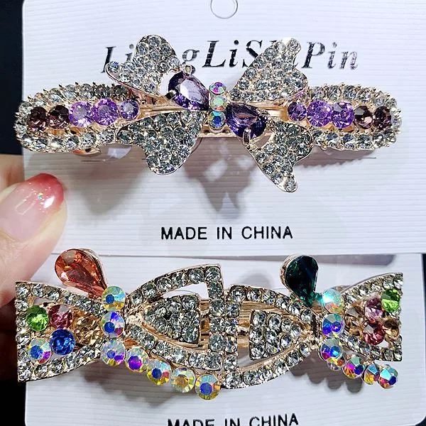 6cm Spring Clip Fashionable Super Flash Zircon Internet Red Explosive Headpiece Hair Clip Korean Edition Diamond Ponytail Straig 4