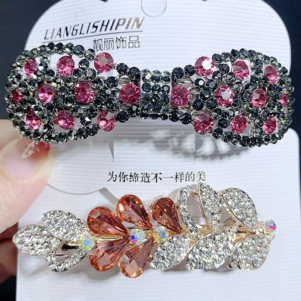 6cm Spring Clip Fashionable Super Flash Zircon Internet Red Explosive Headpiece Hair Clip Korean Edition Diamond Ponytail Straig 6